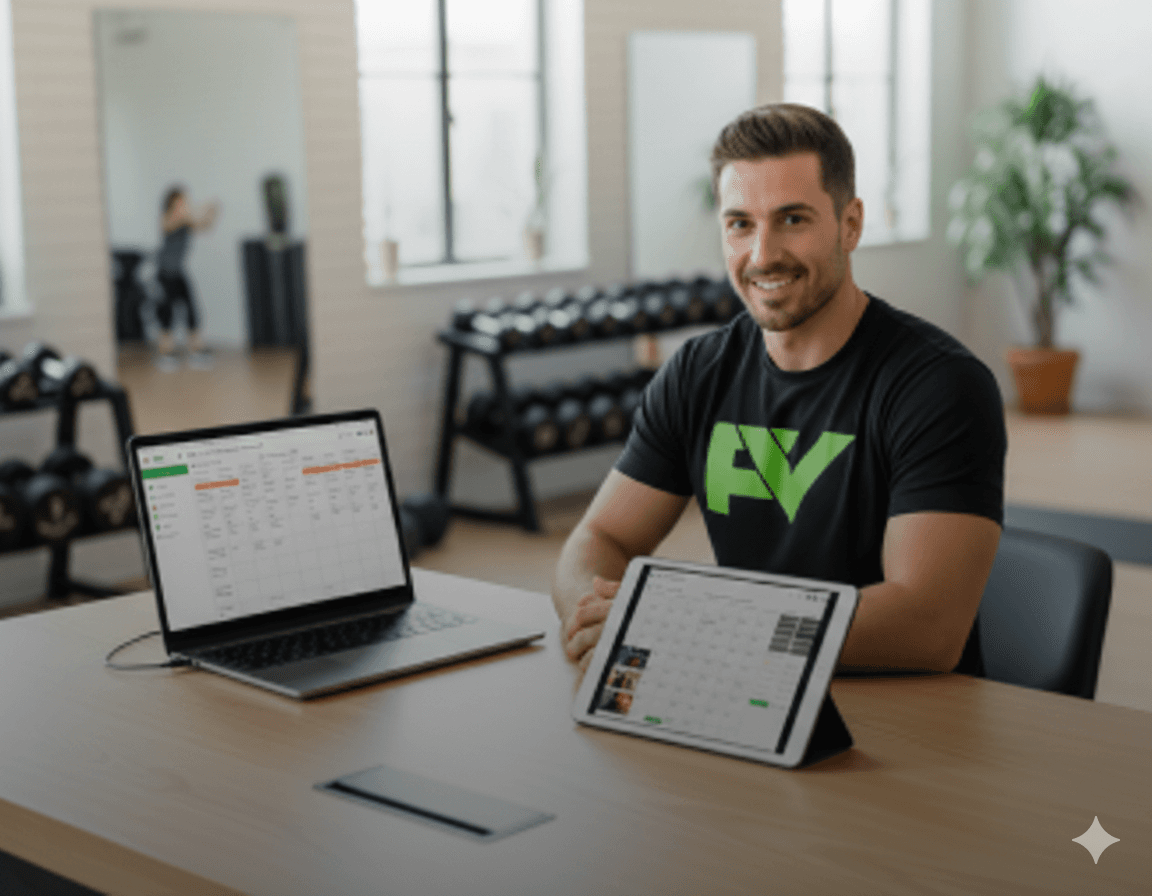 Gym owner building WOD programming schedule on FitVizPro workout builder