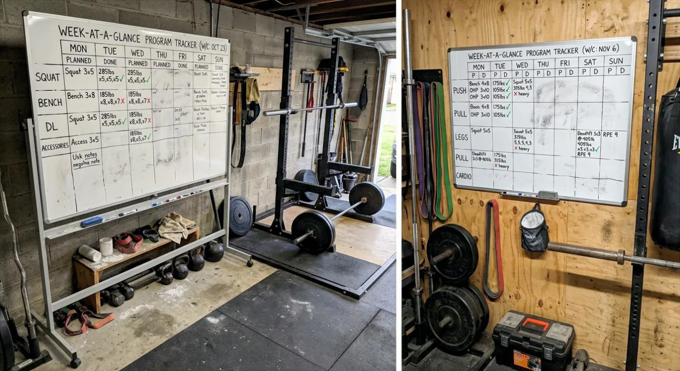 Planned vs Done gym Whiteboard